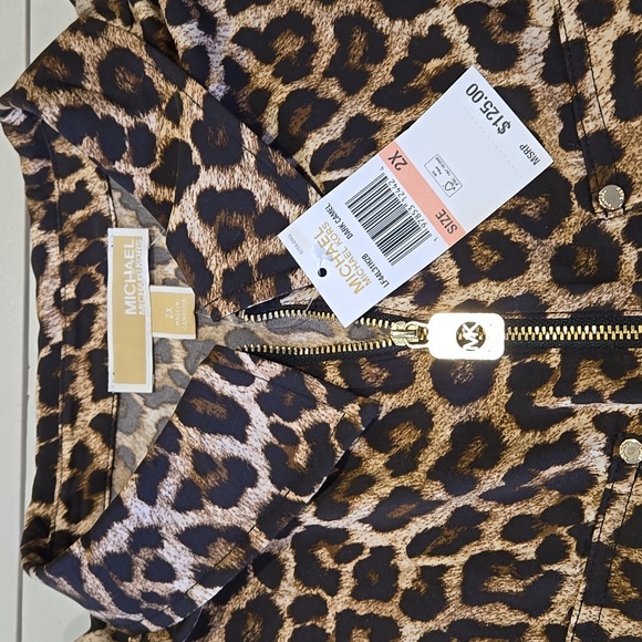 NWT Michael Kors zip blouse size 2X converts from long sleeve to 3/4 - Picture 2 of 5